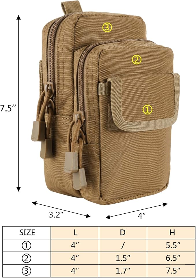 2 Pack Molle Pouches - Tactical Compact Water-Resistant EDC Pouch Bag Small Utility Pouch