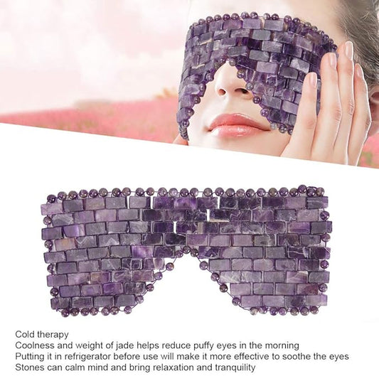 Jade Eye Mask, Jade Stones Agingproof Cooling Sleeping Eye Mask, Cold Eye Covers For Relief Eye Fatigue (Amethyst)