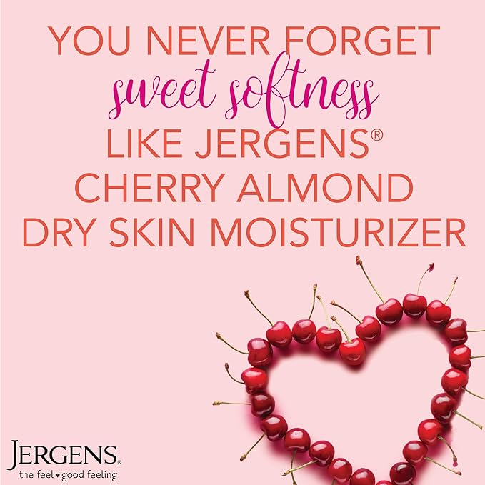 Jergens Original Scent Dry Skin Body Lotion, Hand and Body Moisturizer, Cherry Almond Essence, Dermatologist Tested, 32 Oz