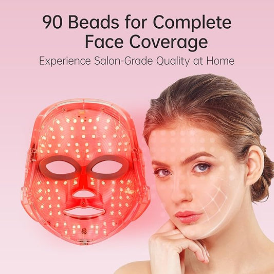 Red Light Mask For Face, 7-1 Colors Red Light Facial Mask Skincare At Home, Cordless, and Rechargeable