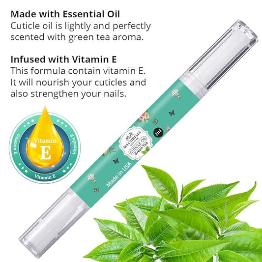 Maccibelle Pure Cuticle & Nail Oil Pen 2ml Heals Dry Cracked Cuticles (Green Tea)