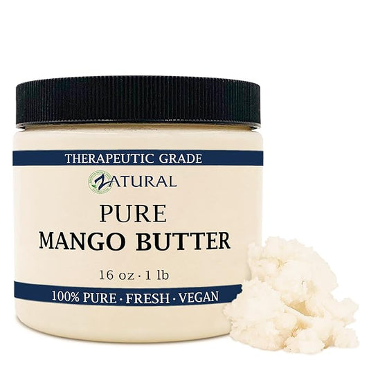 Zatural Mango Butter Organically Grown Mangos 100% Pure Cold Pressed Raw Creamy Butter (16 Ounce)