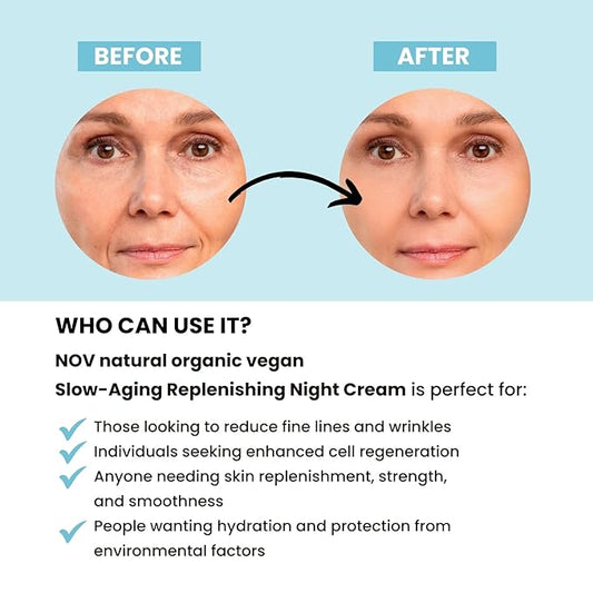 Slow Aging Replenishing Night Cream - Face Moisturizer with Rose Hip Oil - Moisturizer Face Cream to Reduce Fine Lines and Aging Spots - 1.69 oz