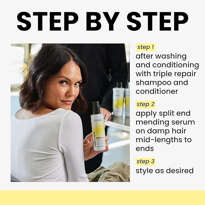 Kenra Triple Repair Split End Mending Serum | Up to 90% Split End Mending with Each Use | Targets & Repairs Weak or Broken Bonds | Split Ends | Damaged Hair | Bond Builder| Sulfate-Free | 6.5 fl. oz.