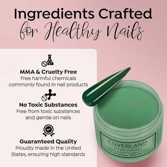 Tones Coverland Acrylic Nail Powder "Christmas Tree" - Limited Edition Acrylic Powder for Nail Design, Sculpting, and Masking Nail Bed Imperfections - Professional Acrylic Nail Supplies - (1.5 Oz)