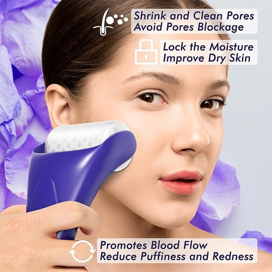 Ice Roller & Gua Sha Set, Skin Care for Face Wrinkles and Puffiness, Self Facial Massage Tools