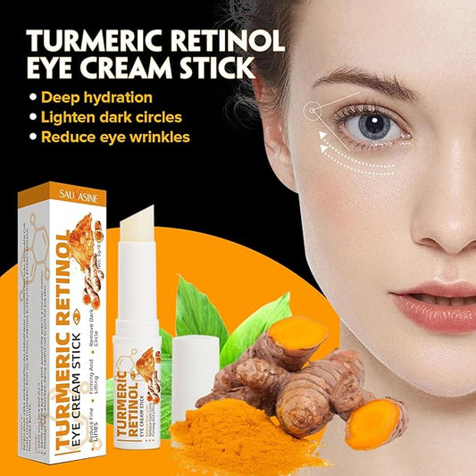 2 PCS Turmeric Retinol Eye Stick,Eye Balm Stick Hydrating for Dark Circle,Wrinkles,Visible Results in 3-4 Weeks,Anti Aging Under Eye,Retinol Eye Cream For Puffiness and Bags Reduces Fine Lines