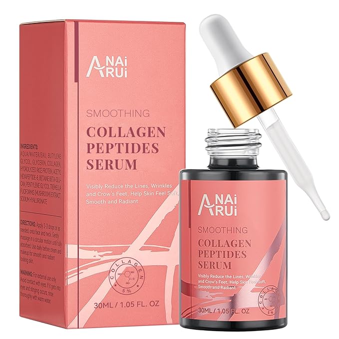 Collagen Peptide Serum with Hyaluronic Acid and Acetyl Hexapeptide-8, Face Plumping, Improve Skin Elasticity, Collagen Peptides Serum for Face 1 fl.oz