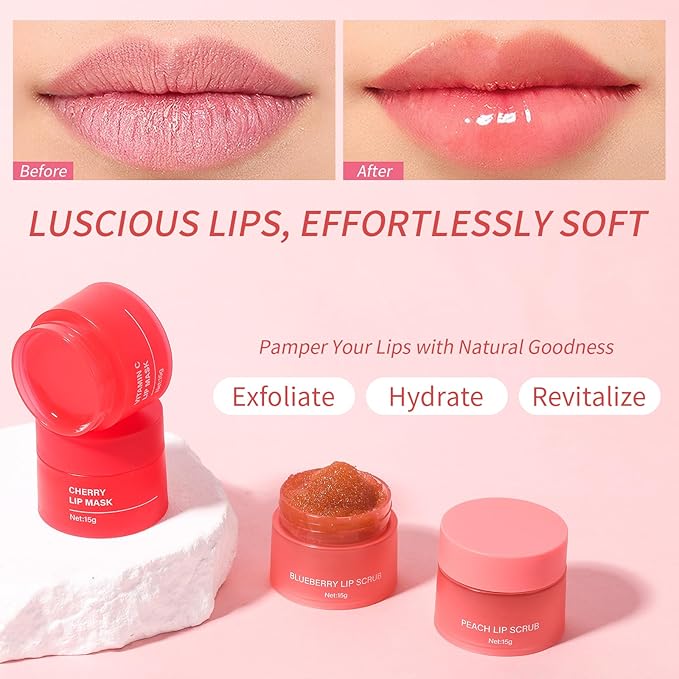 Blueberry Lip Scrub for Women Dry, Cracked and Dark Lips – Lip Scrubber Exfoliator and Organic Lip Scrubs Exfoliator and Moisturizer with Lip Brush – Vegan, Cruelty-Free Lip Care Products