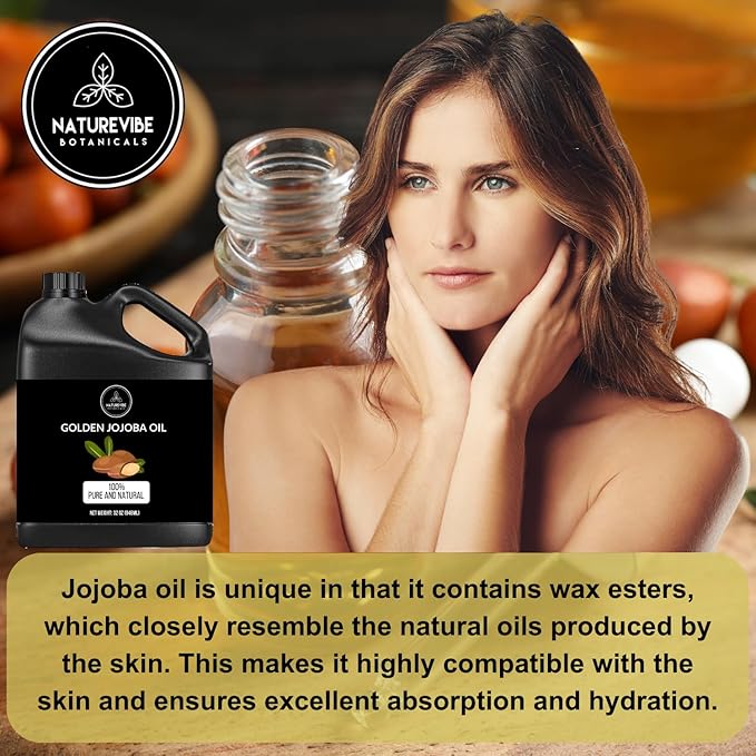 Naturevibe Botanicals Jojoba Oil 32 Ounces | 100% Pure and Natural | Great for Skin Care and Hair Care