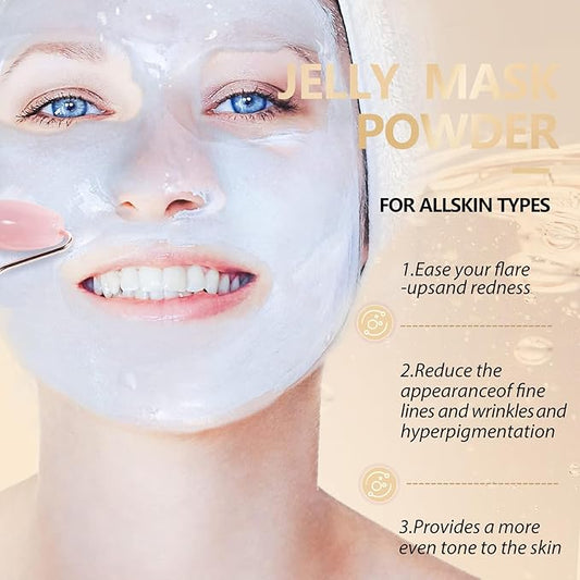 Jelly Mask for Facials, Hydrating & Moisturizing Peel-Off Rubber Gel Face Mask Skin Care for Deep Hydration & Glow, 23 Fl Oz Jar Professional Spa Use for All Skin Types with 24K Gold