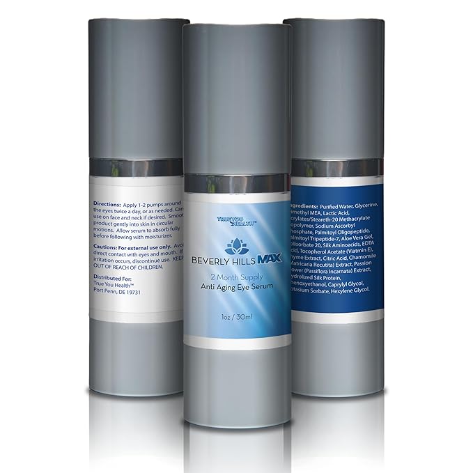 Beverly Hills Max Serum - 2 Month Supply - Anti Aging Eye Serum - Help Revive Tired Skin with Alpha Hydroxy Acids, Vitamin E, Aloe, & Vitamin C - Treatment for Dark Circles, Wrinkles, & Under Eye Bags