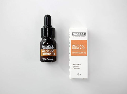 BONAJOUR] vegan 100% Organic Eco-cert Jojoba Facial Oil for Dry Skin - High Moisturizing Carrier Oil 0.4 fl. oz