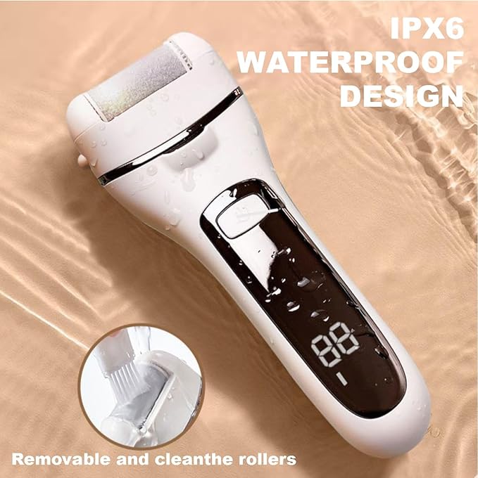 Callus Remover for Feet, Pedicure Tools for Feet with 3 Grinding Heads, Waterproof Foot Callus Remover for Dead Cracked Dry Skin Calluses