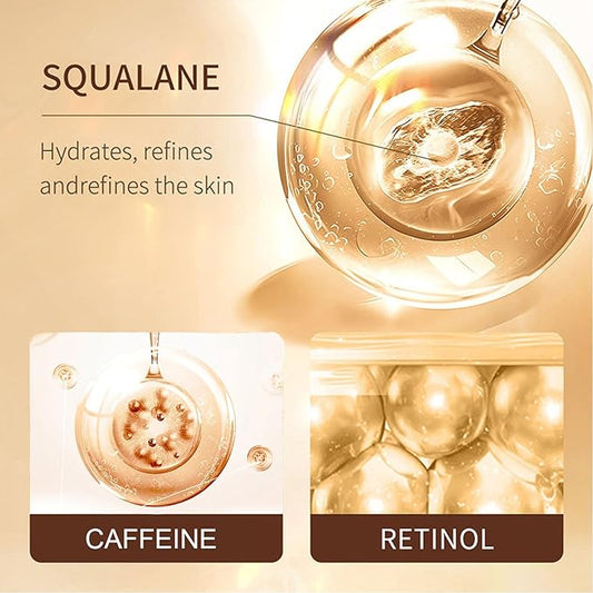 Retinol Caffeine Under Eye Roller Serum, Eye Serum for Dark Circles and Puffiness with 360° Roller Massage Ball, Reduce Wrinkles & Fine Lines, Non-Greasy Nourish Moisturize Lifts Firm Skin