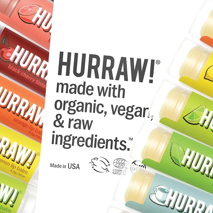 Hurraw! Watermelon Lip Balm, 3 Pack: Organic, Certified Vegan, Cruelty and Gluten Free. Non-GMO, 100% Natural Ingredients. Bee, Shea, Soy and Palm Free. Made in USA