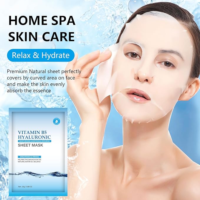 IREV Hydrating Face Masks Skincare, Moisturizing Facial Sheet Mask Skin care for Dry, Oily, Sensitive Skin,B5 Hyaluronic Acid Face Mask, Christmas Gifts for Women 10 Pack