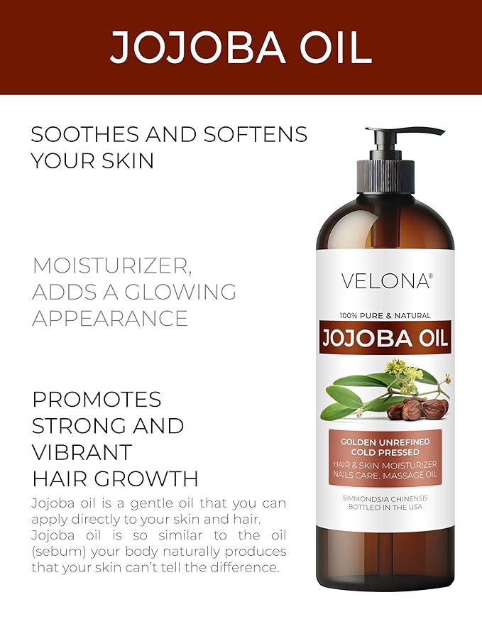 Jojoba Oil - 8 Fl Oz (With Pump) | 100% Pure and Natural | Golden, Unrefined, Cold Pressed, Hexane Free | Moisturizing Face, Hair, Body, Skin Care