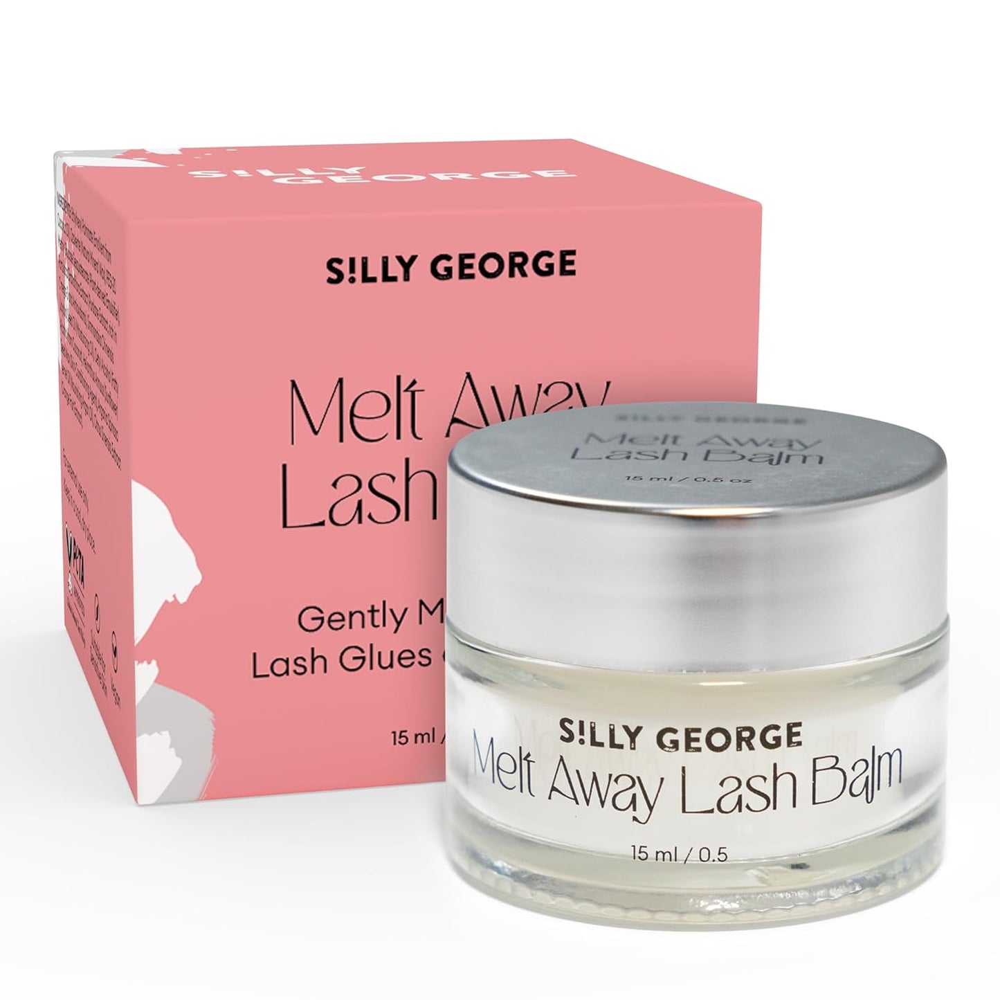 Silly George Melt Away Makeup & Lash Extension Remover - Removes All Eye Makeup (Including Mascara & Eyeliner) + Lash Extensions & Adhesives - Hydrating Moisturizer for Eyes & Lashes - 15 milliliters