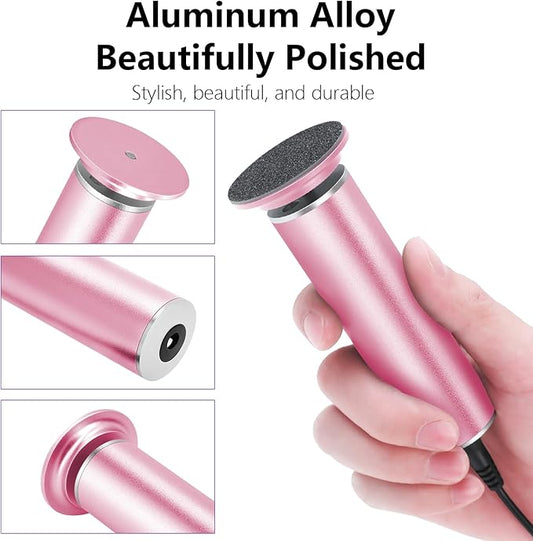 Electric Foot File Callus Remover for Feet, Adjustable Speed Foot Sander Grinder Professional Pedicure Tools for Dead Skin Heel Calluses with Replaceable Sandpaper Discs (Upgraded FCR-1 Pink)