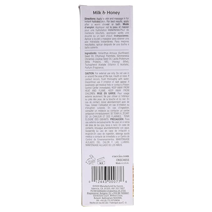 Cuccio Naturale Hydrating Dry Body Oil - Milk & Honey, Paraben-Free, 3.38 Oz