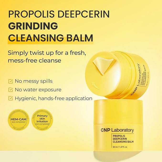 CNP Propolis Deepcerin Cleansing Balm - Soft Grinding Makeup Remover Balm, Buttery & Milky Texture, for Dry & Sensitive Skin, Korean Skincare