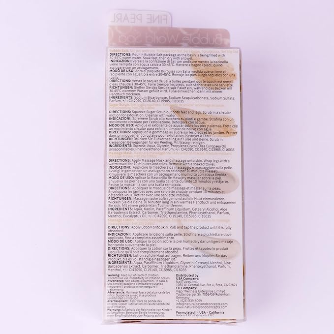 Pedicure Kit Foot Soak Set: Bubble Salt, Sugar Scrub, Massage Mask, Massage Lotion in a Box, 4 Step Foot Spa Kit for Dry Feet,Tired Feet（3 Set Pearl)