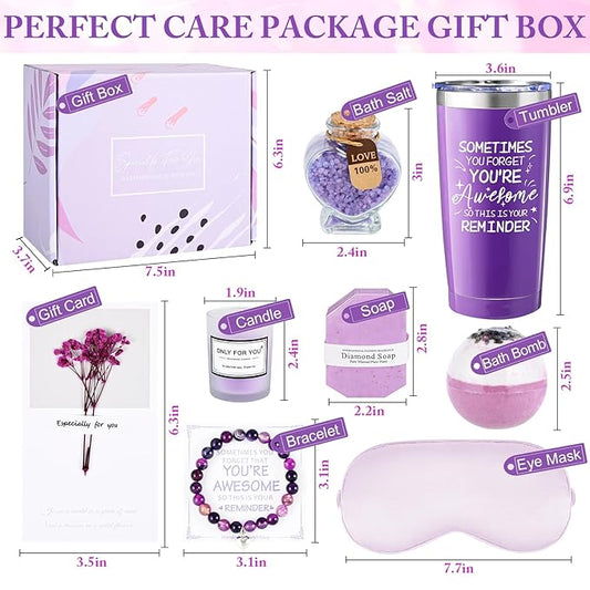 FRAMICS Spa Gifts for Women, Relaxing Spa Gift Baskets for Women, Bath Sets for Women Gift, Relaxing Gifts for Mom, Wife, Sister, Friends, Teacher, Valentine's Day, Mother's Day, 8-Piece, Purple