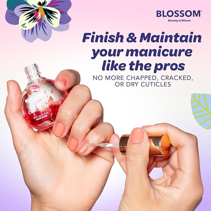Blossom Cuticle Oil for Nails, Hydrating, Moisturizing, Scented Nail Oil Cuticle Care, Infused with Real Flowers, Made in USA, 0.92 fl. oz, Lavender