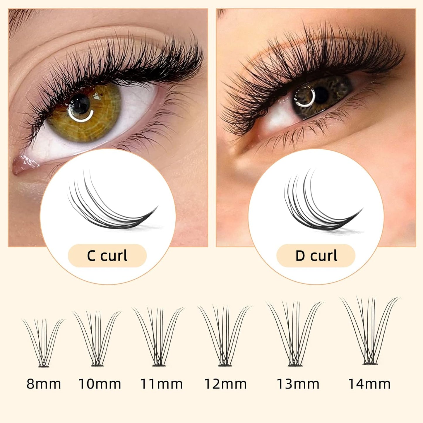 QUEWEL Lash Clusters 240Pcs Cluster Lashes 10D 0.10C Curl 12mm Individual Lashes Soft&Comfortable DIY Eyelash Extension at Home(10D 0.10C 12)