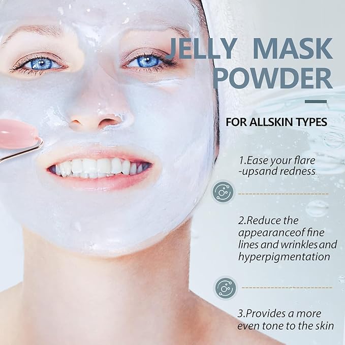 Jelly Mask for Facials, Hydrating & Moisturizing Peel-Off Rubber Gel Face Mask Skin Care for Deep Hydration & Glow, 23 Fl Oz Jar Professional Spa Use for All Skin Types with hyaluronic acid