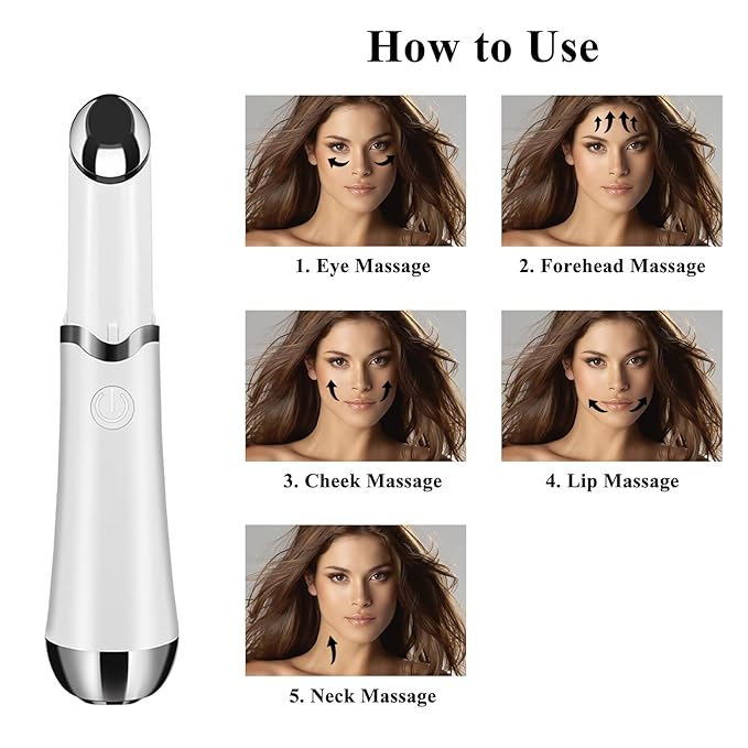 Ideal Swan Eye Massager Wand - Chargeable Facial Massager for Dark Circles, Eye Bags, Puffiness Under Eyes (White)