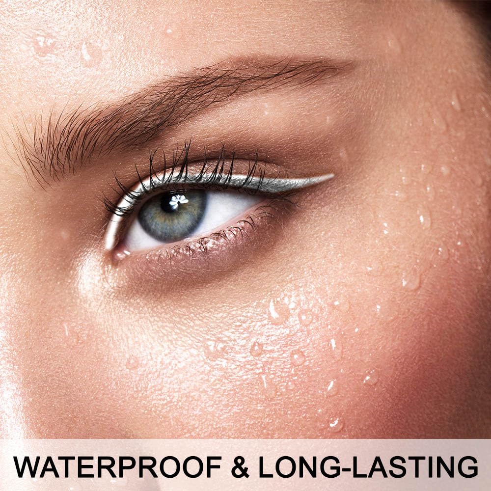 evpct 2Pcs Black & White Color Gel Glitter Eyeliner Pencils Set for Women Waterline Waterproof Smudge Proof lapiz de ojos delineador de ojos contra el agua Eye Liner Makeup