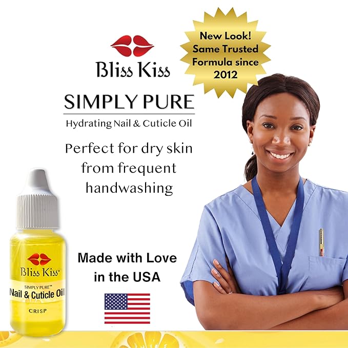 Bliss Kiss | Crisp Fragrance | Nail Oil Cuticle Dropper w/Vitamin E & Jojoba⏤Nail Strengthener Nail Growth Serum for Brittle Peeling Breaking Thin Nails | 0.5oz |