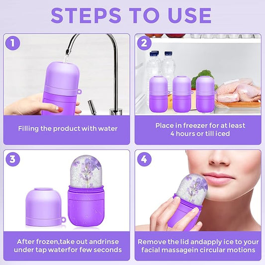 AURUZA Ice Face Roller Ice Roller for Face and Eye Puffiness Beauty Ice Face Roller Mold Tray Face Frosting Massage Beauty Skincare Tool for Brightening Lubrication Shrink Pore Removal Fine Lines…