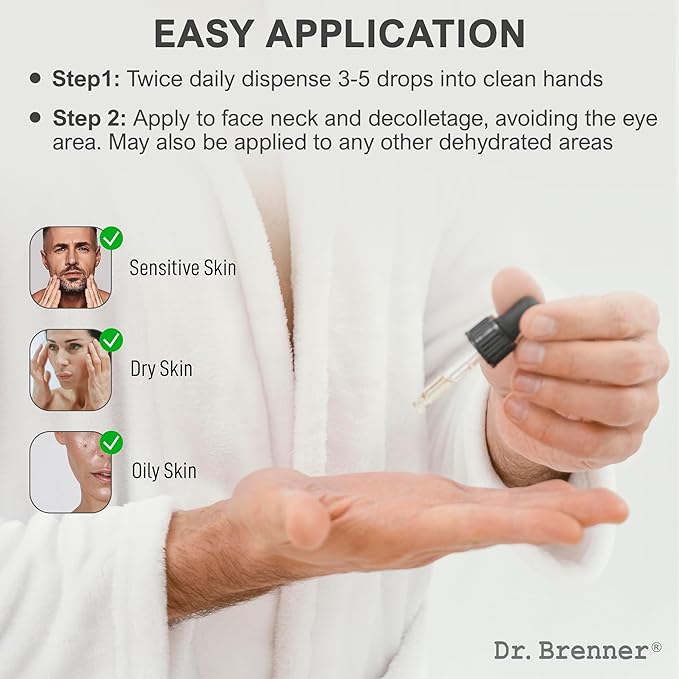 2 oz. Hyaluronic Acid Serum For Skin, Made with 100% Pure Hyaluronic Acid, Plumping, Anti-Aging, Hydrating, Moisturizing HA Serum With Vitamin B5 by Dr. Brenner (2 oz)