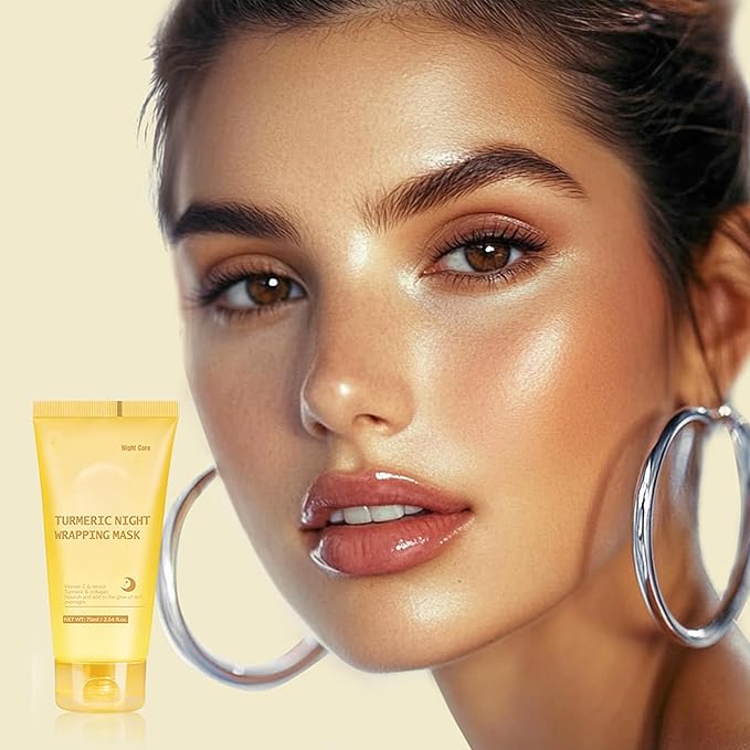 Turmeric Night Wrapping Mask, Peel-Off Face Mask Gel - Rich In Vitamin C & Retinol Long-Lasting Moisturizing & Locks In Moisture, Deep Nourish Turmeric & Collagen Mask, 2.54oz