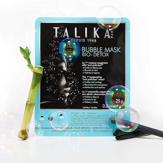 Talika Bubble Mask Bio Detox - Oxygenation & Anti-Pollution Face Mask - Foaming Action Microbubble Detox Mask - Purifying & Protecting Beauty Sheet Mask