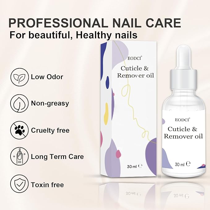 30ml Organic Nail Cuticle Oil, Natural Nail Oil for Growth and Strength Damaged Nails Natural Blend Of Jojoba, Vitamin E, Castor and Sweet Almond Oils Exfoliating Nail Care Cuticle Removal