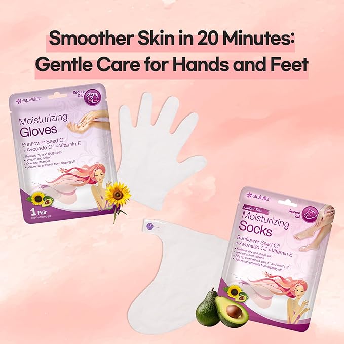 Epielle Moisturizing Foot Masks (Socks 6pk) for Foot Heel to Toe | Foot Cream & Lotion - Sunflower Seed Oil + Avocado Oil + Vitamin E, Mother's Day Gifts, Teacher's Appreciation
