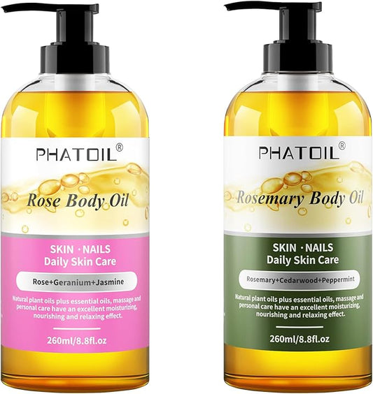 260 ml (8.8 fl.oz) Rose Body Oil and Rosemary Body Oil