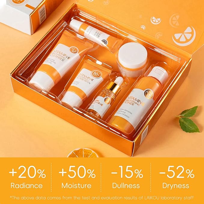 Vitamin C Skin Care Set, Beauty Skincare Set For Women - Complete Skin Care Coreano Kit, Birthday Gifts Set For Teens, 6 In 1 Skin Care Routine Kit For Women, Facial Kit Skincare Gift Set