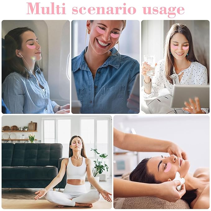 2PCS Under Eye Patches Silicone, Reusable Under Patches Plump Fine Lines & Wrinkles with Metal Eye Cream Applicator, Tin Case