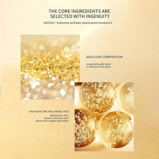 BLUE LOVE 2PC 24K Gold Foil Hyaluronic Acid Serum for Women & Men - Anti-Aging Essence for Deep Moisturization and Dark Spot Reduction - Radiant Skin Care Solution