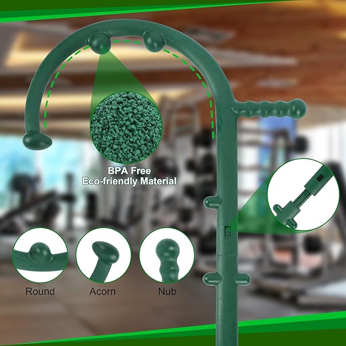 2 Pack Massage Trigger Point Cane, Body Deep Tissue, Handheld Back, Neck, Shoulder, Leg and Feet Massager Rod, Muscle Release Tool Self Massage Hook Cane for Women & Men, Blue & Green