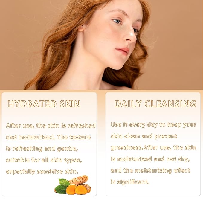 Turmeric Wash and Care Three Piece Set, Tuemeric Facial Cleanser & TurmericSoap Bar & Turmeric Face Scrub Pads, Turmeric Cleansing Skincare Set for Face & Body, Deep Cleaning of the Skin