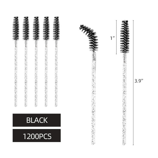 Tbestmax 1200 Disposable Mascara Wands Eyelash Brush Spoolies for Eyebrow Eye Lash Extension, Makeup Brushes Applicators Kits - Black
