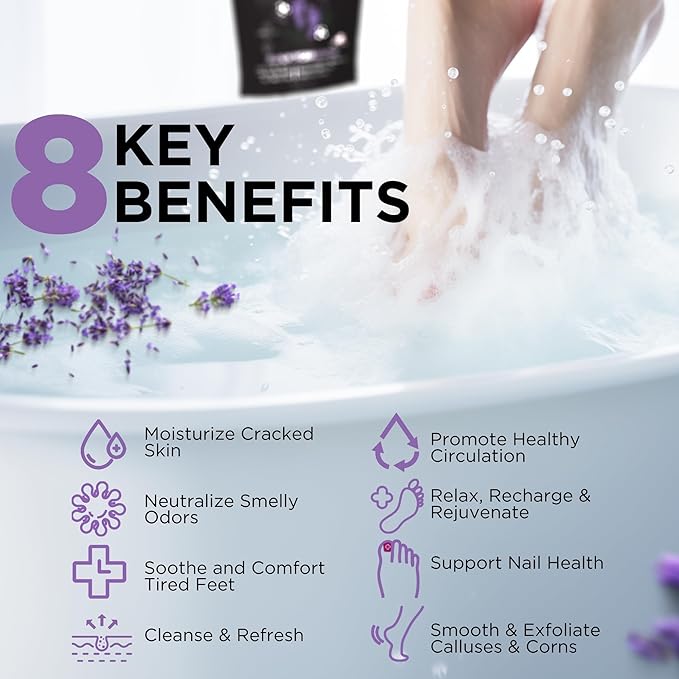 Daily Remedy Calming Lavender Foot Soak with Epsom Salt - 2 PACK -Foot Soak Soothes Sore Tired Feet, Athletes Foot & Remove Foot Odor. Best Foot Spa Pedicure Set