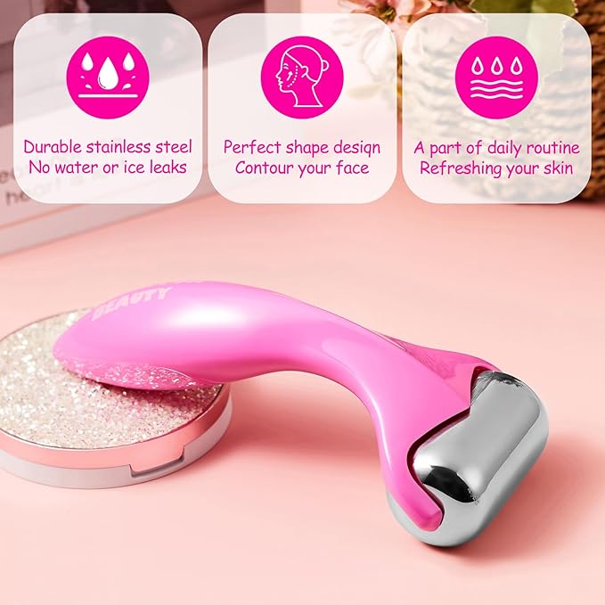 360° Rotating Ice Roller for Face-Stainless Steel Facial Massage Tool for Skin Tightening, Ice Face Roller -Wrinkle Reduction & Dark Circle Relief, Gift for Skincare Enthusiasts.