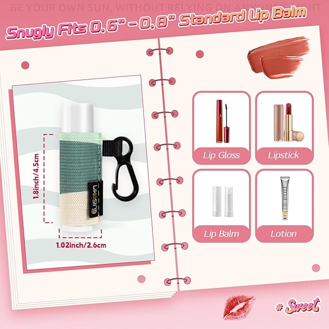 Chapstick Holder Key Chain, Lip Balm Holder for Chapstick Lip Gloss, Elastic Sleeve Chapstick Keychain Holder for Keys Purse Lanyard Gift for Women Girls (Color Clash, 4pcs)